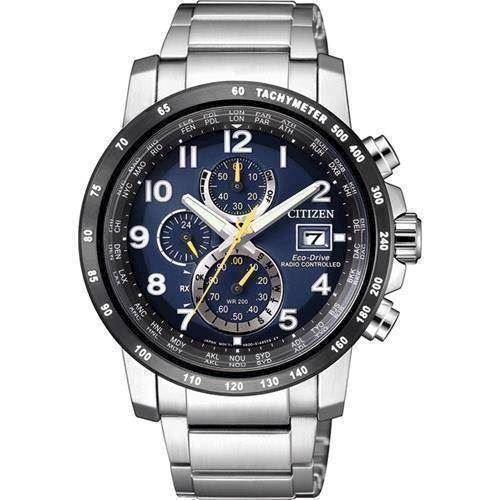 Image of Radio Control mat og blank rustfri stål quartz med Eco-Drive Herre ur fra Citizen, AT8124-91L